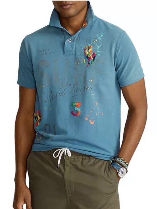 Ralph Lauren Other - POLO RALPH LAUREN Surf Polo Shirt In Blue with Multicolor Embroidered Motifs